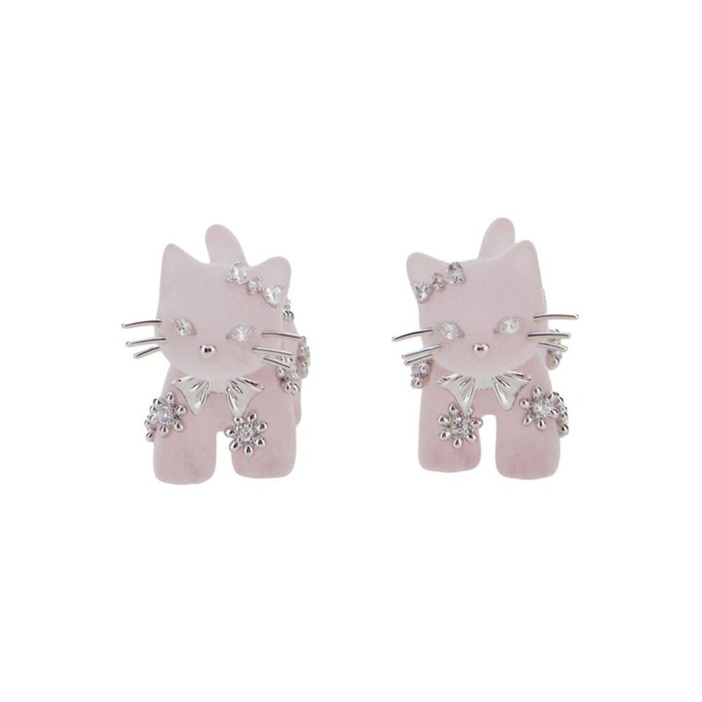 Yvmin Women Split Kitten Earrings With Elegant Metal Details In Pink For Women